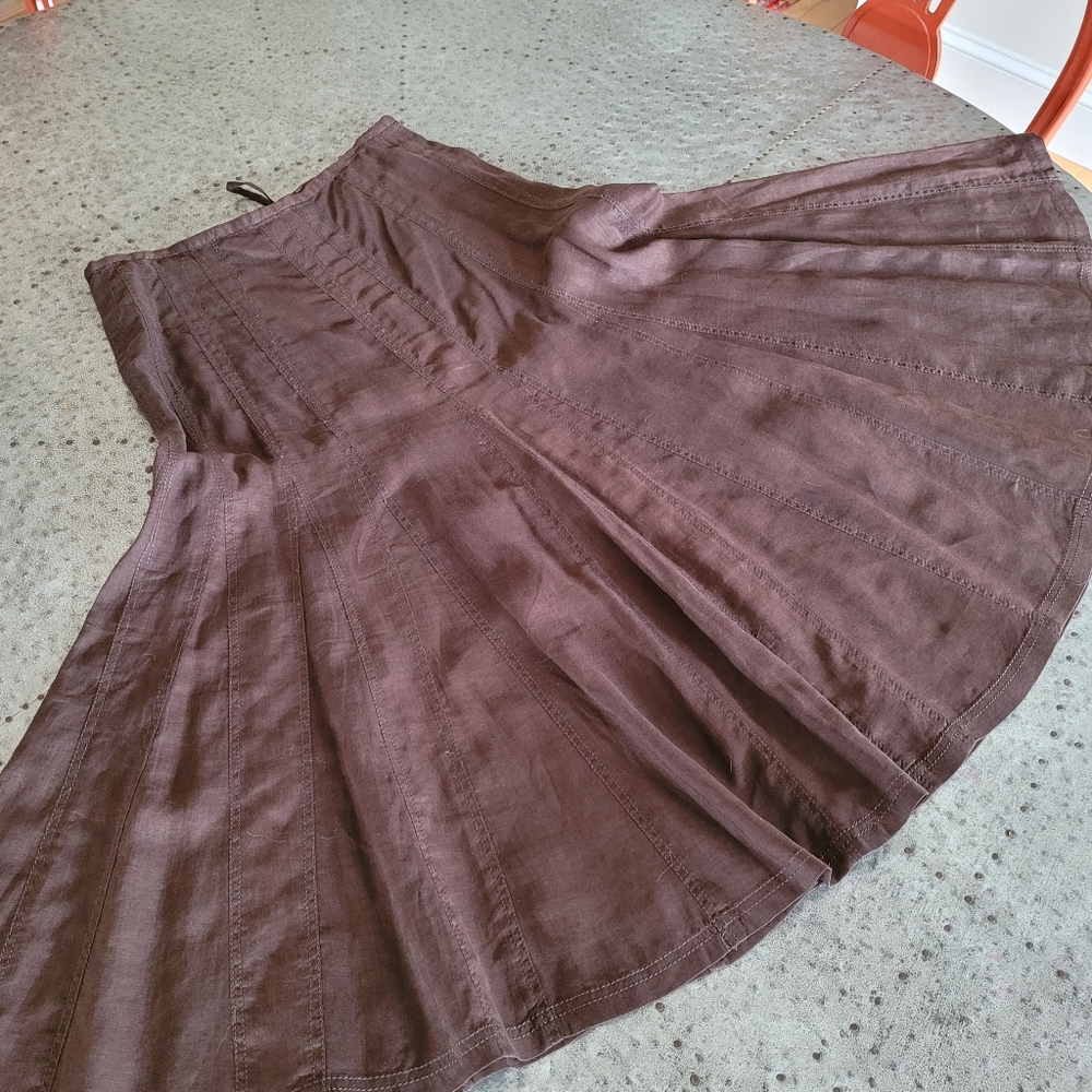 DYNY Chocolate Brown Linen Skirt Size 2
